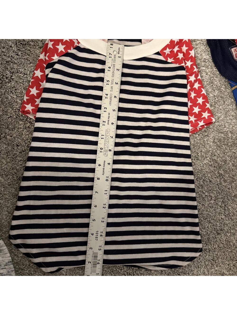 XXL Striped Dog T-Shirt with Star Print Raglan Sleeves